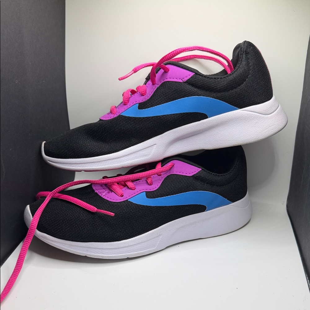 Athletic Works Black Sneakers with Blue Stripe and Pink Accents